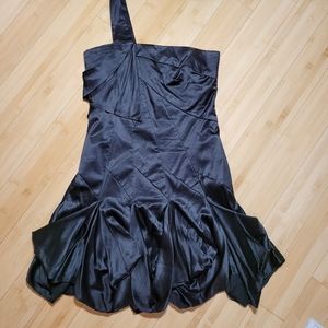 Karen Millen Women's Cocktail Dress Silk Pleats One Shoulder Black Size 8